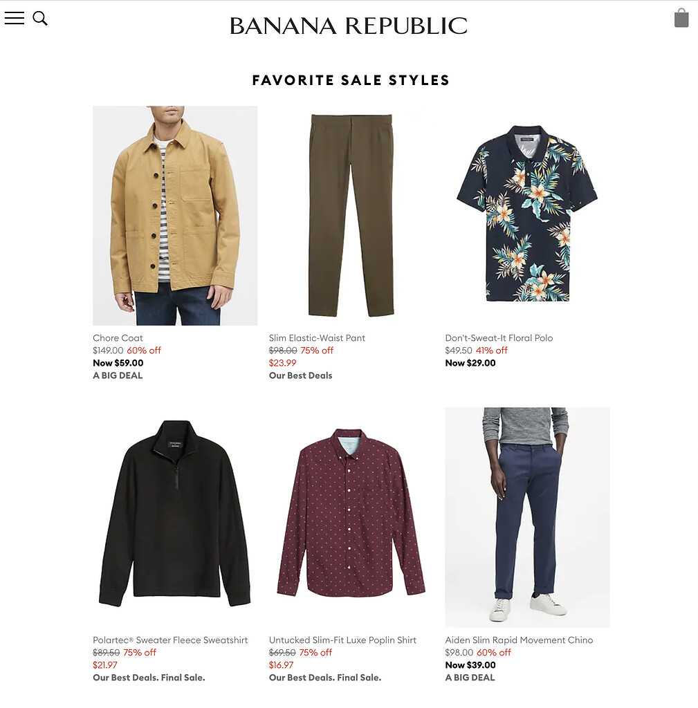 Up to 75% Off at Banana Republic - Deals - Product Notes
